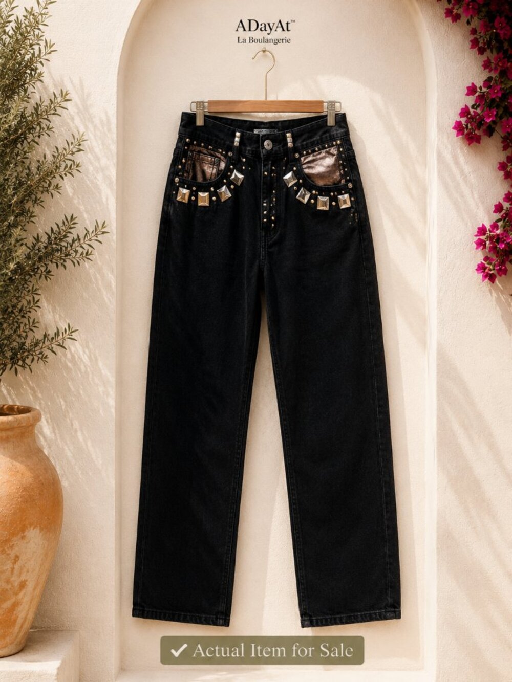Wearable Art Embellished Jeans St. Maarten Dallas Festival Boho Chic 8 RARE Vtge